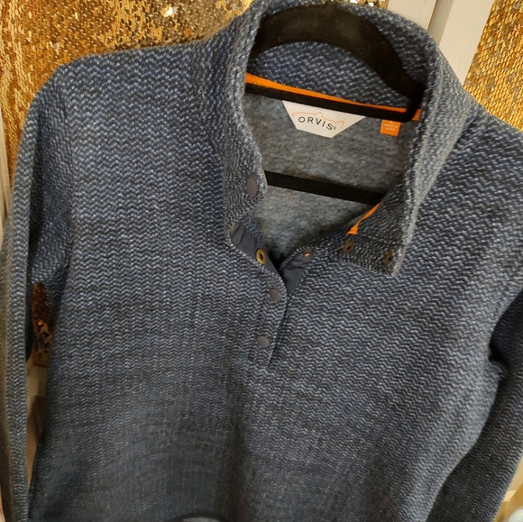 Orvis Fleece Lined Pullover 1/4 Button Navy Large New without Tags - Picture 8 of 16